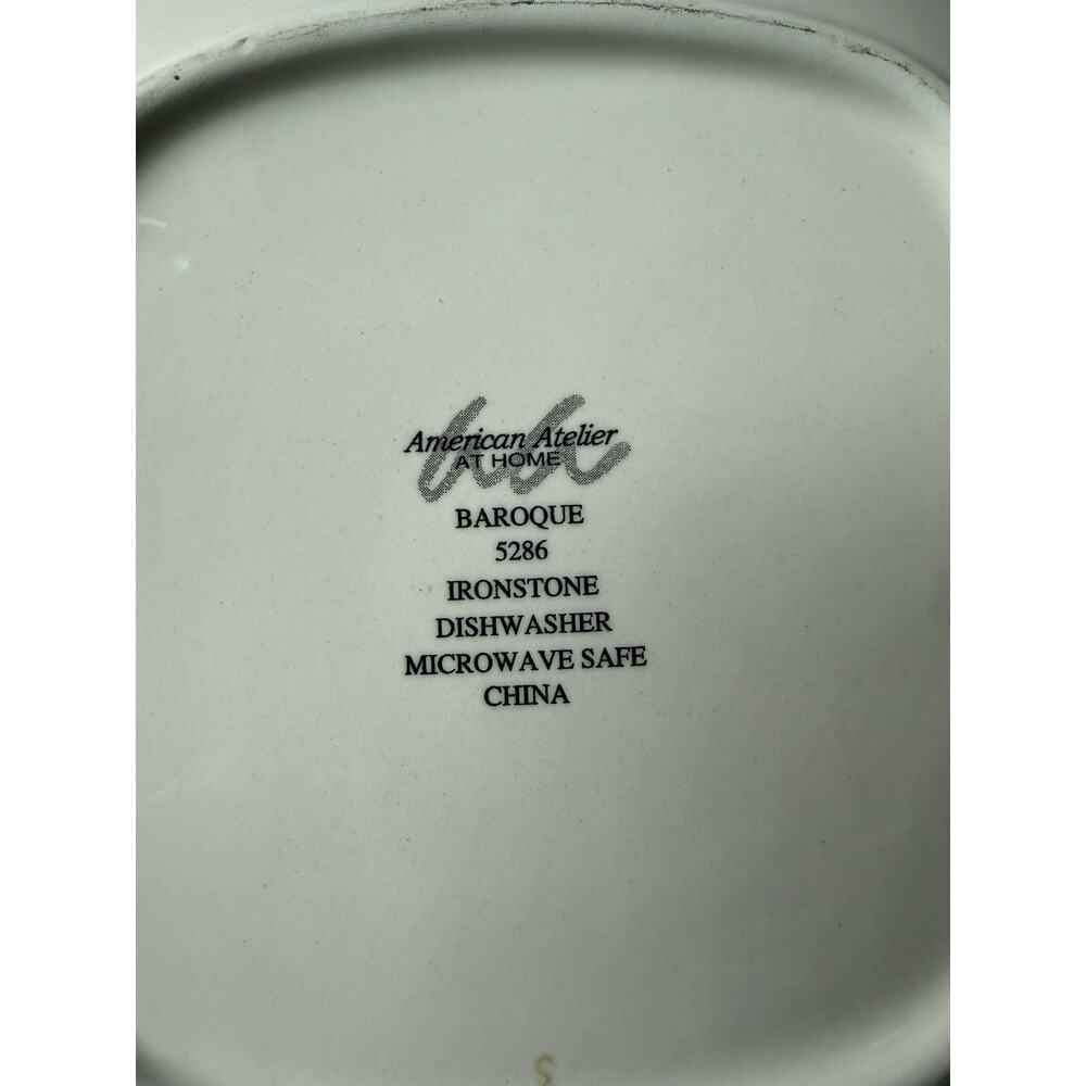 American Atelier At Home Baroque 5286 Ironstone Embossed Dinner Plate 10” (4) - Picture 5 of 5
